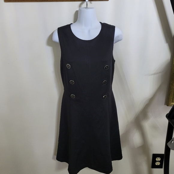 Tommy Hilfiger Black Sleeveless Dress with Black/Gold Buttons Size 10 - Picture 1 of 7